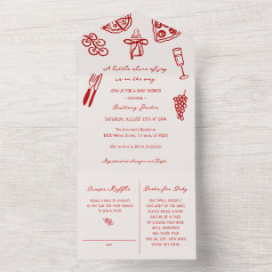Ein kleines Stück Freudens Pizza Baby Shower All In One Einladung