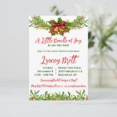 Ein kleines Stück Joy Holiday Wreath Baby Dusche Einladung (Stehend Vorderseite)