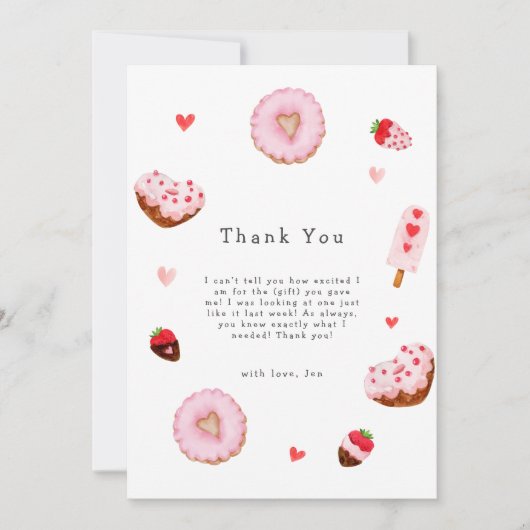 Ein kleines Sweetheart Donuts Valentines Baby Dusc Dankeskarte (Vorderseite)