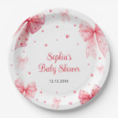 Ein kleines Sweetheart Niedlich Bow Red Pink Baby  Pappteller (Vorderseite)