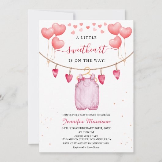 Ein kleines Sweetheart | Valentinstag Kinderdusche Einladung (Vorderseite)