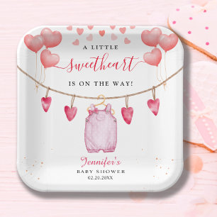 Ein kleines Sweetheart Valentinstag Kinderdusche Pappteller