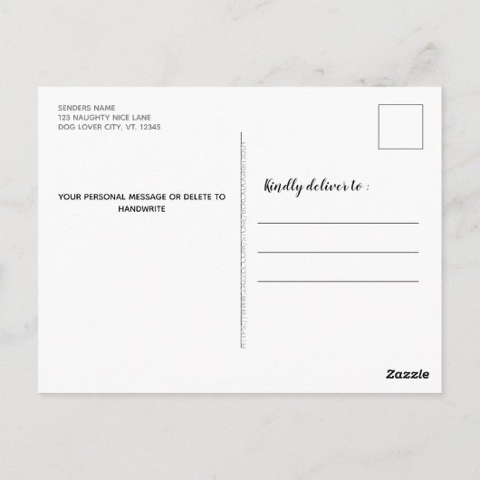 Ein kleines, unheimlich Personalisierter Hund Pet Postkarte (Rückseite)