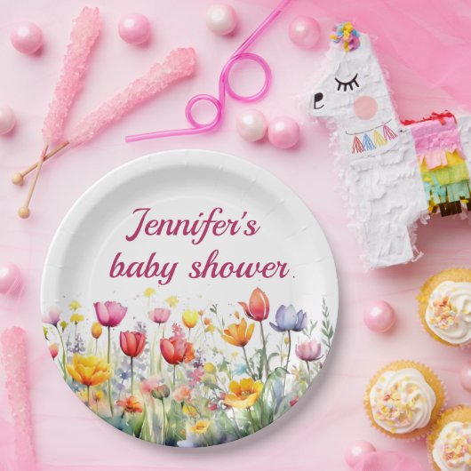 ein kleines Wildblume Babydusche Pappteller (Party)