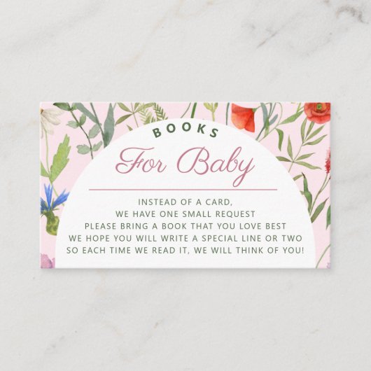 Ein kleines Wildblume Girl Books für Babydusche Begleitkarte (Vorderseite)