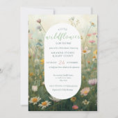 Ein kleines Wildblumenmädchen Boho-Baby-Empfangsfe Einladung (Vorderseite)