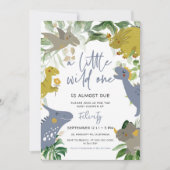 Ein kleines wildes Dinosaurier Trex Baby Dusche Einladung (Vorderseite)