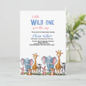 Ein kleines wildes Safari-Tier, es ist Baby-Dusche Einladung (Stehend Vorderseite)