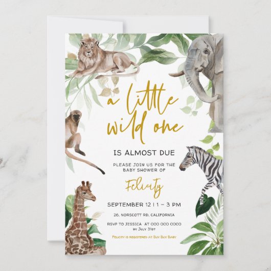 Ein kleines wildes Tier mit Safari Baby Dusche Einladung (Vorderseite)