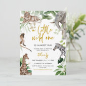 Ein kleines wildes Tier mit Safari Baby Dusche Einladung (Stehend Vorderseite)