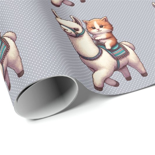 Ein knuddeliger Kitten, der Fluffy Llama, Cat und Geschenkpapier (Rolleneckpunkt)