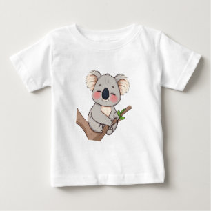 Ein Koala, der an einen T - Shirt einer Baumzweigs