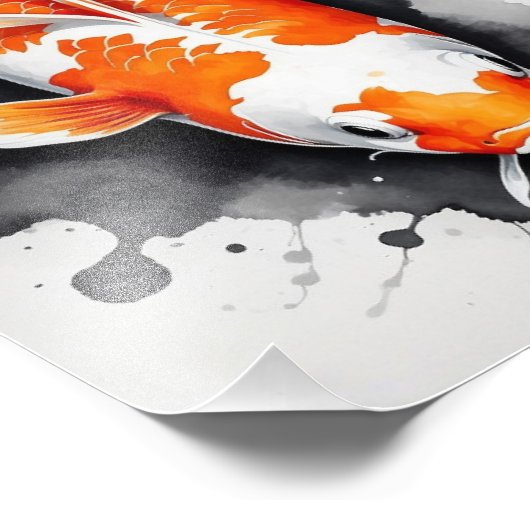 Ein Koi-Fisch im Kalligrafiestil Fotodruck (Ecke)