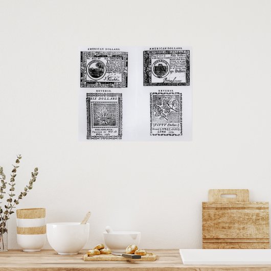 Ein kolonialer 6-Dollar-Schein Poster (Küche)