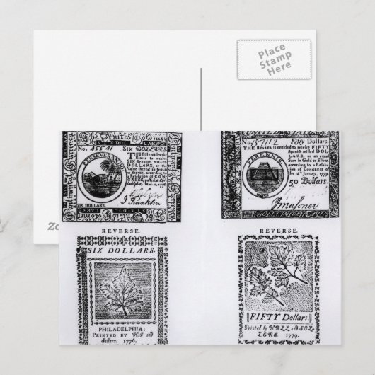 Ein kolonialer 6-Dollar-Schein Postkarte (Vorne/Hinten)