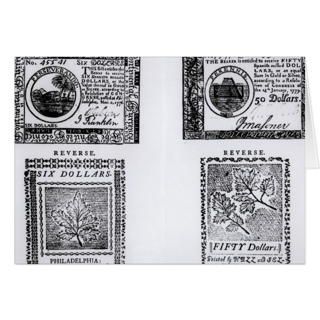 Ein Kolonialsechs Dollarschein (Vorderseite (Horizontal))