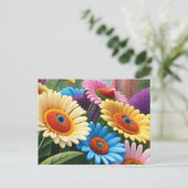 Ein Kolorieren und Freude - mehrfarbige Wildblumen Postkarte (Stehend Vorderseite)
