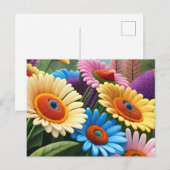 Ein Kolorieren und Freude - mehrfarbige Wildblumen Postkarte (Vorne/Hinten)