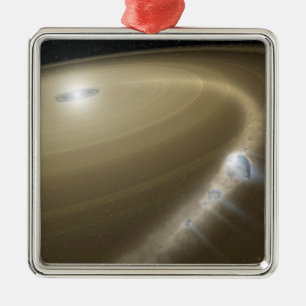 Ein Komet, der zerrissen wird, um einen toten Ster Silbernes Ornament