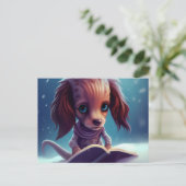 Ein komischer Hund, der bindet. Postkarte (Stehend Vorderseite)