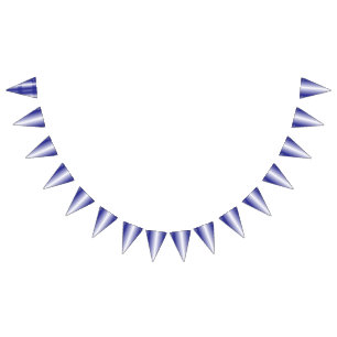 Ein kompliziertes, blaues geometrisches Muster mit Wimpelkette
