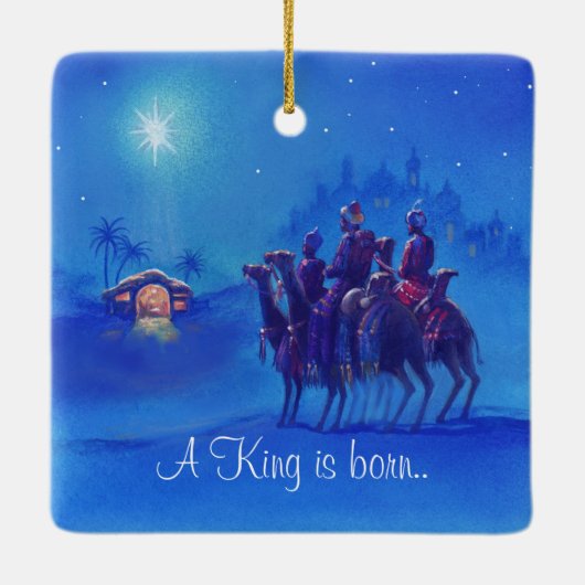 Ein König ist eine Geborene Weihnachtskrippe Keramikornament (Rückseite)