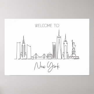Ein kontinuierlicher Zeichn der New York USA Poster