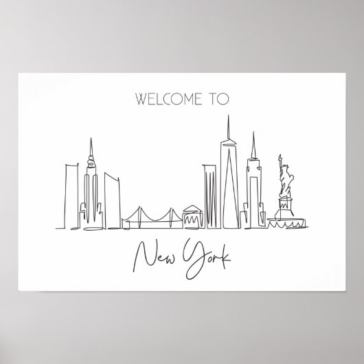 Ein kontinuierlicher Zeichn der New York USA Poster (Vorne)