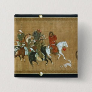 Ein Konvoi der Mongolen, Chinesen, 14. Jahrhundert Button