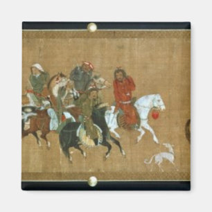 Ein Konvoi der Mongolen, Chinesen, 14. Jahrhundert Magnet