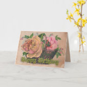 Ein Korb der viktorianischen Rosen für Ihr Karte (Gelbe Blume)