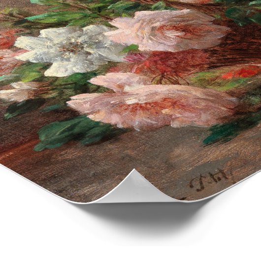 Ein Korb mit Rose | Eugene Petit Poster (Ecke)