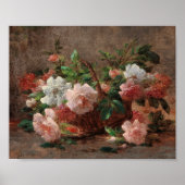 Ein Korb mit Rose | Eugene Petit Poster (Vorne)