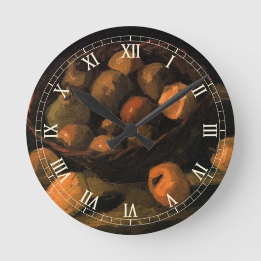 Ein Körbchen Äpfel von Vincent van Gogh Runde Wanduhr (Vorderseite)