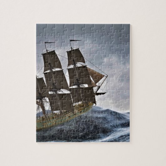 Ein Korvette-Segelschiff in einem Sturm Puzzle (Vertikal)