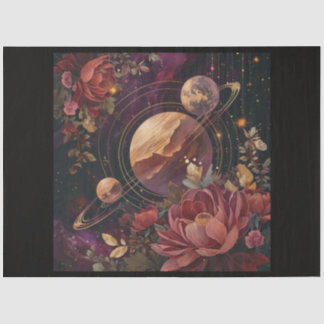 Ein kosmischer Planet und Kristalle - Serie Design Seidenpapier