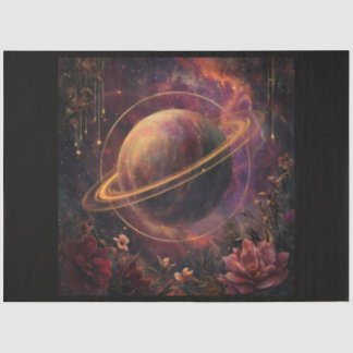 Ein kosmischer Planet und Kristalle Serien-Design Seidenpapier