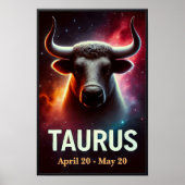 Ein kosmisches Taurus Bull Zodiac Poster (Vorne)