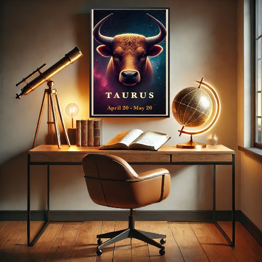 Ein kosmisches Taurus Bull Zodiac Poster