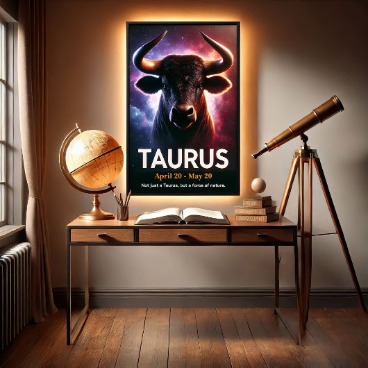 Ein kosmisches Taurus Bull Zodiac Poster