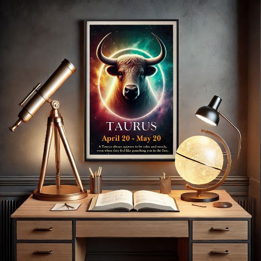 Ein kosmisches Taurus Bull Zodiac Poster