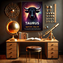 Ein kosmisches Taurus Bull Zodiac Poster