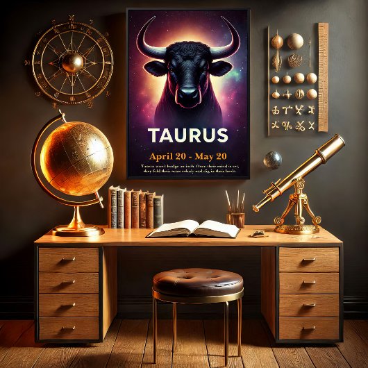 Ein kosmisches Taurus Bull Zodiac Poster