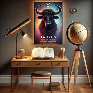 Ein kosmisches Taurus Bull Zodiac Poster