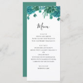 Ein köstliches Hochzeitsmenü. Abendmenü im Sommer. Menükarte (Vorne/Hinten)