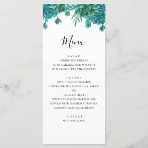 Ein köstliches Hochzeitsmenü. Abendmenü im Sommer. Menükarte