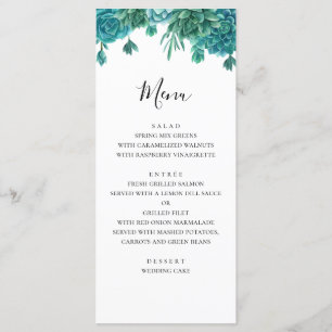Ein köstliches Hochzeitsmenü. Abendmenü im Sommer. Menükarte