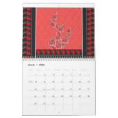 Ein kräftiger schwarzer und roter Schal mit einem Kalender (Mär 2026)