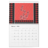 Ein kräftiger schwarzer und roter Schal mit einem  Kalender (Feb 2026)