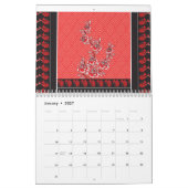 Ein kräftiger schwarzer und roter Schal mit einem  Kalender (Jan 2027)